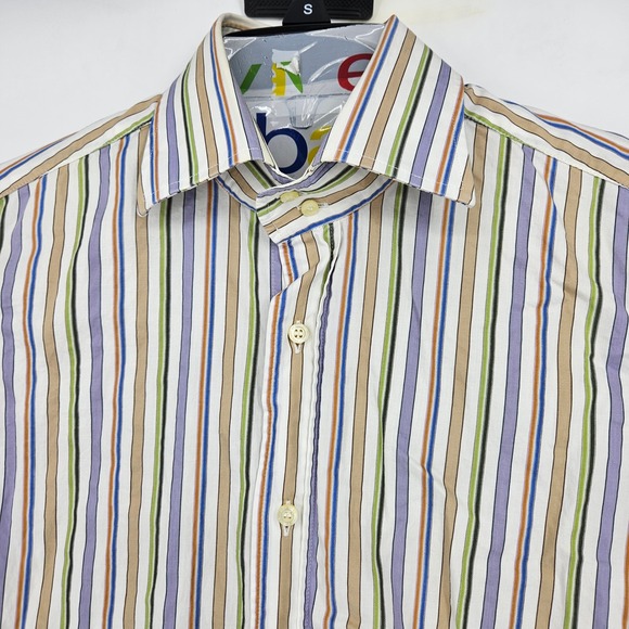 Etro Shirt Mens‎ 39 Button Up Casual Preppy Striped Long Sleeve Milano Italy - Picture 2 of 10